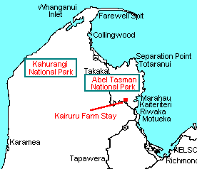 map showing where kairuru Farm Stay is